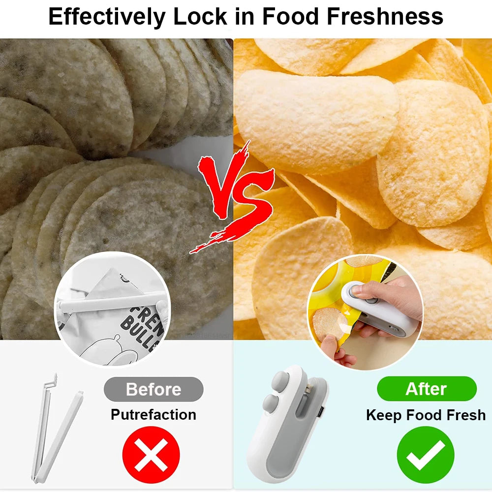 Mini Heat Bag Sealing Machine Package Sealer Bags Plastic Food Sealer Clip Bag Handheld Sealer Food Packaging Heat Sealer - Wishop 365