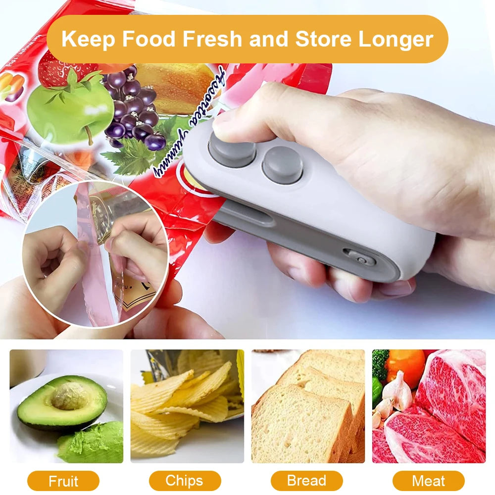 Mini Heat Bag Sealing Machine Package Sealer Bags Plastic Food Sealer Clip Bag Handheld Sealer Food Packaging Heat Sealer - Wishop 365