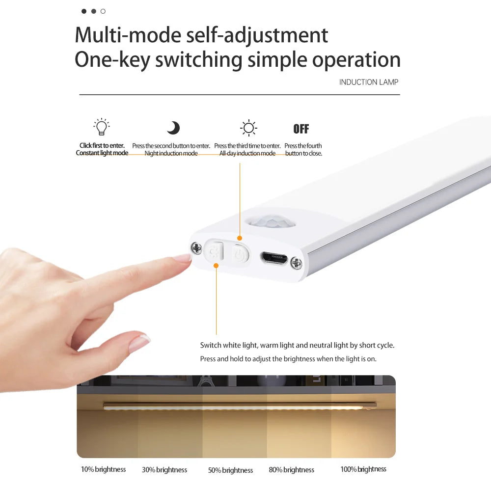 Motion Sensor Light Wireless LED Night Light USB Rechargeable Night Lamp Cabinet Wardrobe Lamp Under Backlight For Kitchen led - Wishop 365