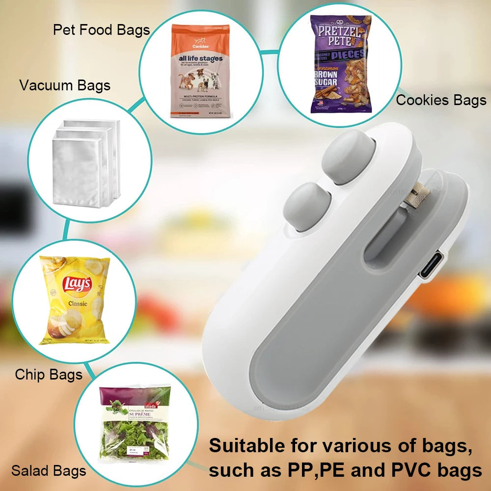 Mini Heat Bag Sealing Machine Package Sealer Bags Plastic Food Sealer Clip Bag Handheld Sealer Food Packaging Heat Sealer - Wishop 365