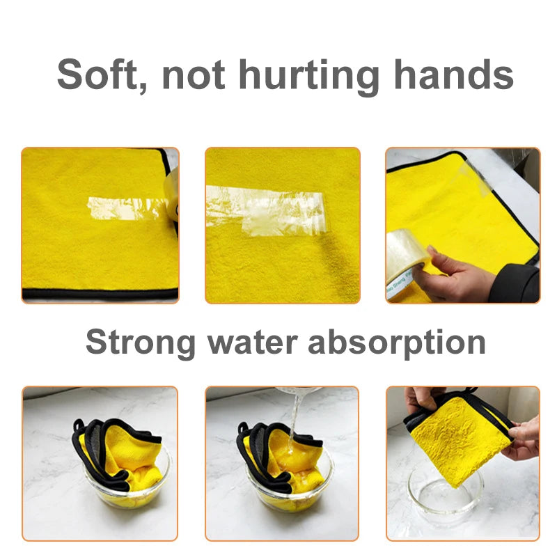 3/5/10 pcs Extra Soft Car Wash Microfiber Towel Car Cleaning Drying Cloth Car Care Cloth Detailing Car WashTowel Never Scrat - Wishop 365
