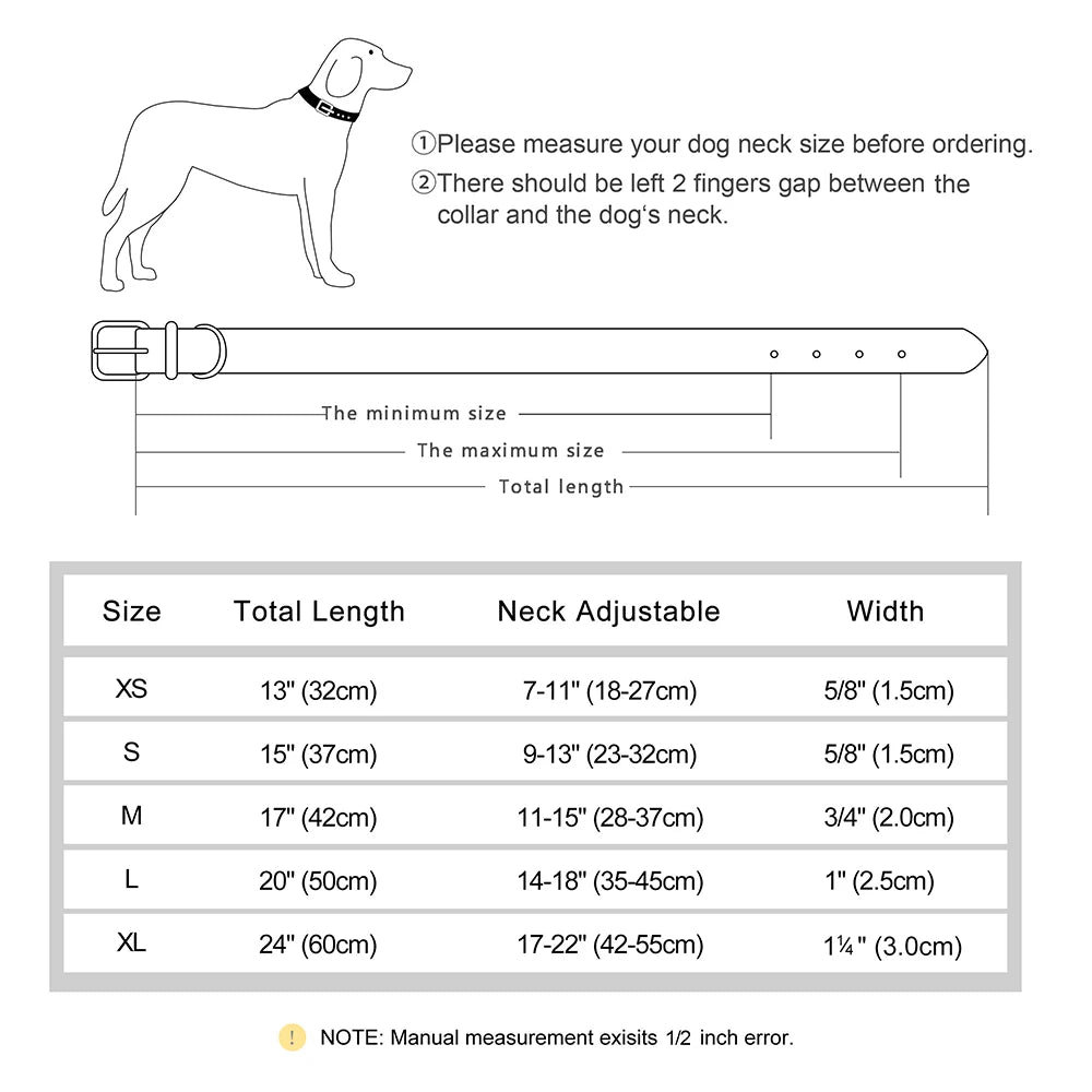 Customized Leather ID Nameplate Dog Collar Soft Padded Dogs Collars Free Engraving Name for Small Medium Large Dogs Adjustable - Wishop 365