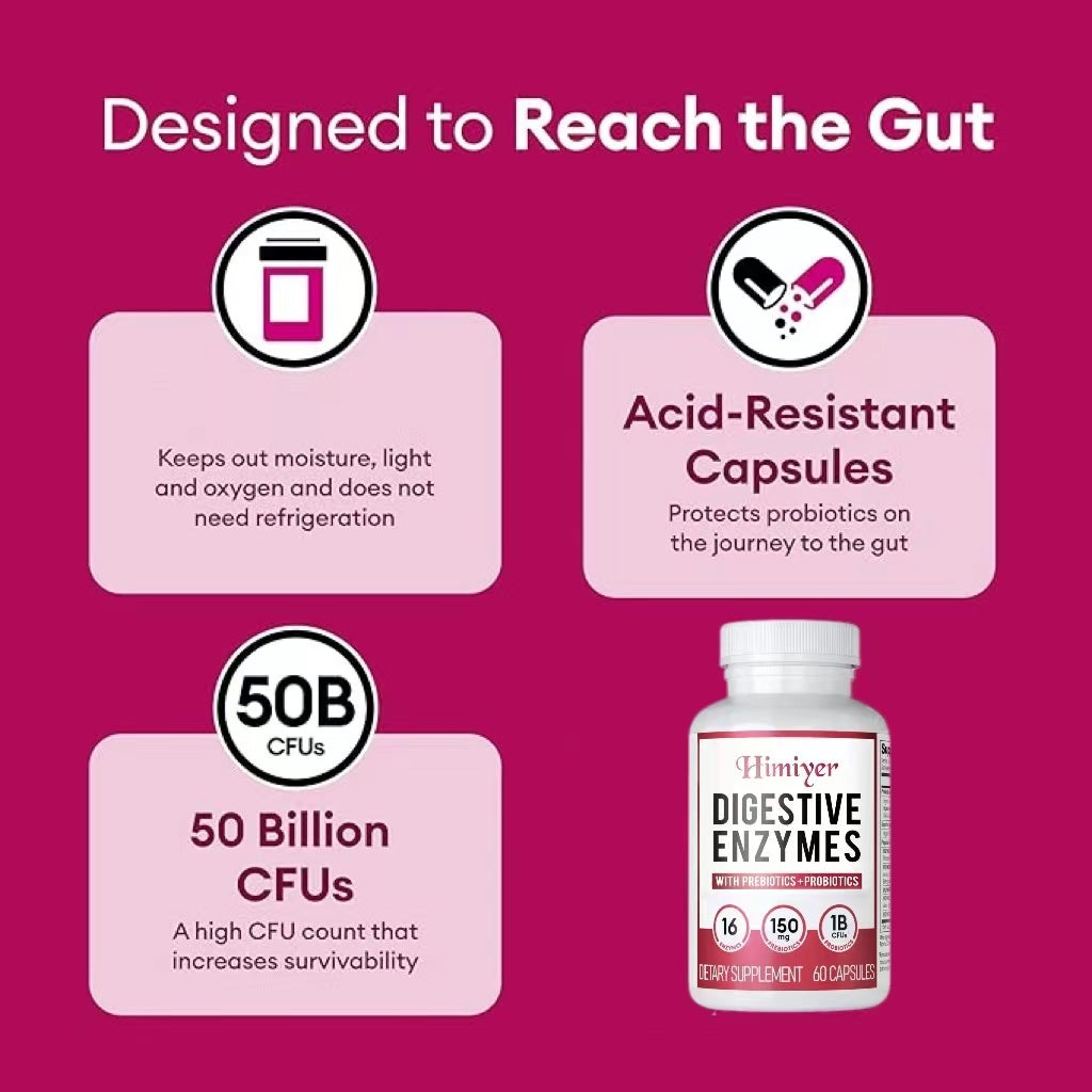 Digestive Enzymes - Multi Enzymes, Organic Prebiotics & Probiotics For Digestive Health & Gut Health - Meal Time Discomfort Relief & Bloating - Dual Action Approach - 60 CT